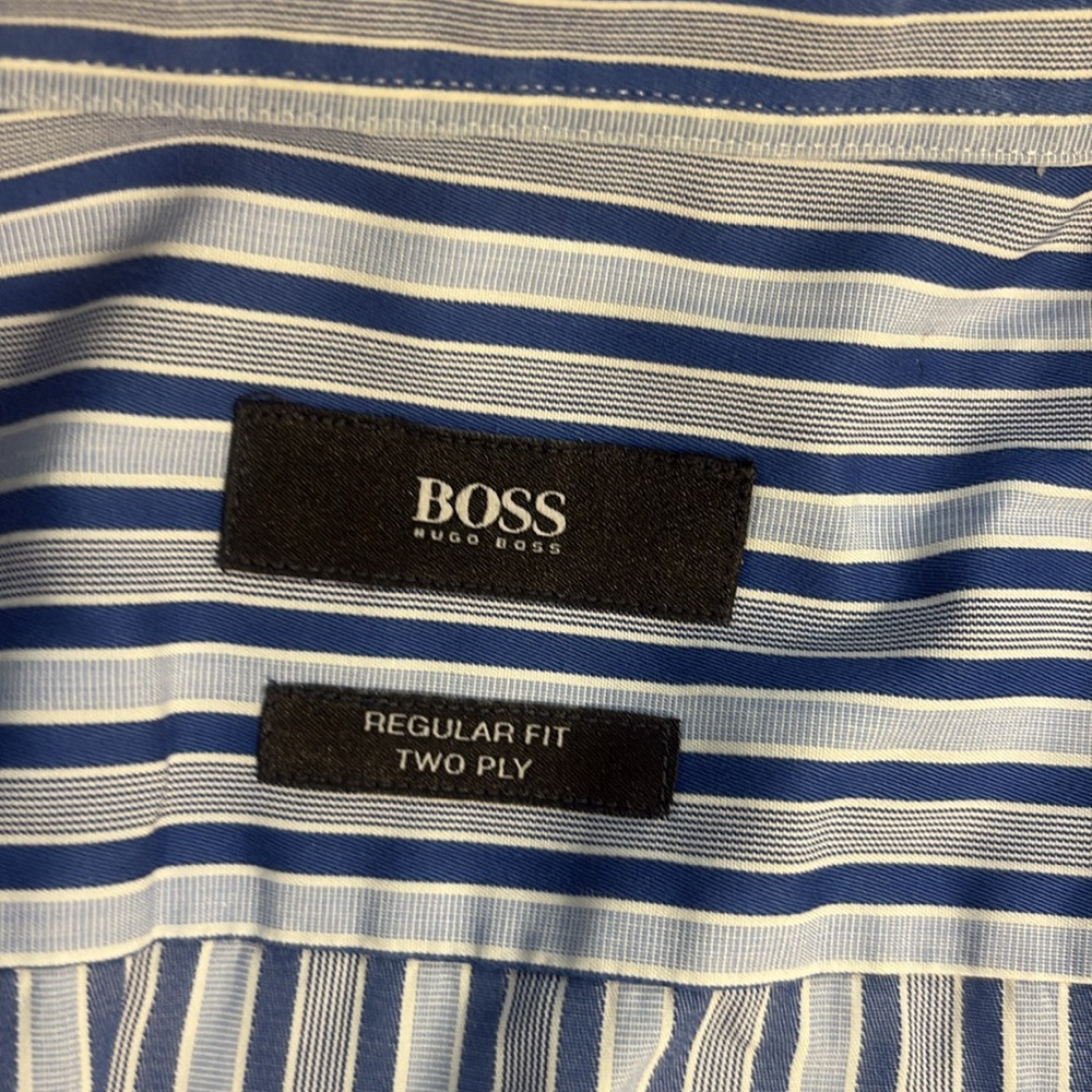 Boss Men's Dress Shirts - Navy, Pink, and Blue Stripes - Picture 4 of 16